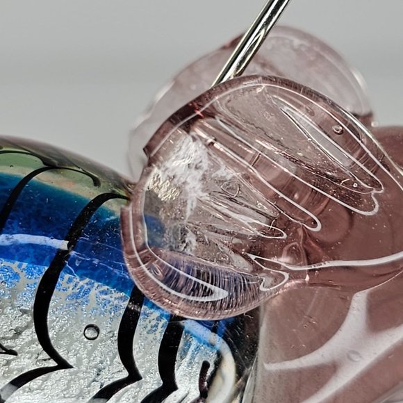 Vintage Art Glass Elephant Note Photo Memo Card Holder Business Card *CHIPPED* - Picture 8 of 10